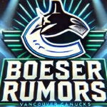 Brock Boeser Trade Rumors: Will the Canucks Move Him by Deadline? Vancouver Canucks logo with the words Boeser Rumors below the logo
