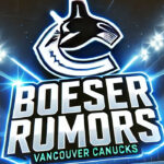 NHL Rumors: Canucks held firm on a first-round pick for Brock Boeser Vancouver Canucks logo with the words Boeser Rumors below the logo
