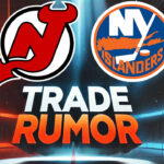 Devils Dive Deep: Brock Nelson Trade Buzz & Hughes’ Fate New Jersey Devils and New York Islanders logos with the words trade rumor below the logos