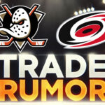 Mikko Rantanen Rumors: Anaheim Ducks Could Pounce at Deadline Anaheim Ducks and Carolina Hurricanes logos with the words trade rumor below the logos