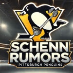 Pittsburgh Penguins Luke Schenn Trade Rumors Pittsburgh Penguins logo with the words Schenn rumors below the logo