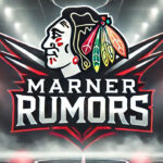 Mitch Marner Rumors Explode: Blackhawks Prepare Bold Free Agency Bid Chicago Blackhawks logo with the words Marner Rumors below the logo