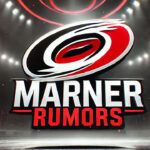 Carolina Hurricanes logo with the words Marner rumors below the logo