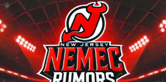 New Jersey Devils logo with the words Nemec rumors below the logo