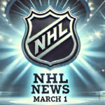 NHL logo with the words NHL news March 1 below the logo