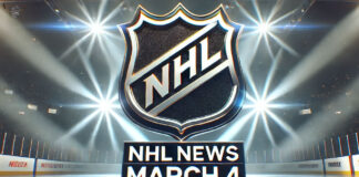 NHL logo with the words NHL news March 4