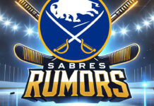 Buffalo Sabres logo with the words Sabres rumors below the logo