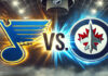 St. Louis Blues vs. Winnipeg Jets Game 1 action on April 19, 2025