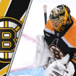 Boston Bruins goalie Joonas Korpisalo during NHL game amid trade rumors