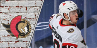 Ottawa Senators winger Drake Batherson in action, pondering trade rumors.