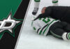 Dallas Stars forward Roope Hintz reacts in pain after a slash from Oilers defenseman Darnell Nurse in Game 2 of the Western Conference Final.