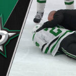Dallas Stars forward Roope Hintz reacts in pain after a slash from Oilers defenseman Darnell Nurse in Game 2 of the Western Conference Final.