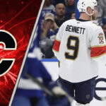 Sam Bennett skates during a Florida Panthers playoff game amid Calgary Flames trade rumors
