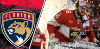 Florida Panthers celebrate 2025 Stanley Cup championship victory over Edmonton Oilers with Aleksander Barkov holding the Stanley Cup