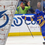 Lightning Eyeing a Blockbuster? Tampa Bay Reportedly Enters the JJ Peterka Trade Fray An image of Buffalo Sabres forward JJ Peterka in action, with the Tampa Bay Lightning logo overlaid, symbolizing recent NHL trade rumors.