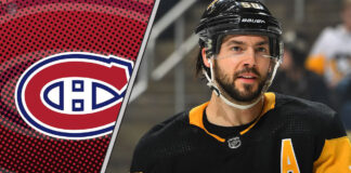 Photo of Kris Letang guiding the puck for the Pittsburgh Penguins amid swirling 2025 NHL trade rumors