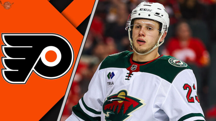 The Contract Standoff: Rossi's Bold(y) Aspirations Minnesota Wild center Marco Rossi skates with the puck, amidst ongoing NHL trade rumors involving the Philadelphia Flyers.
