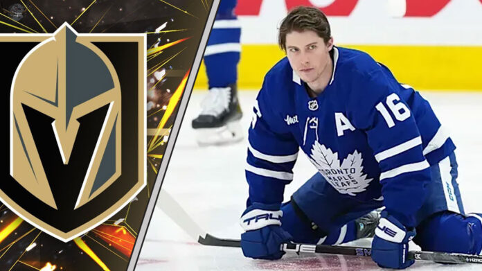 Decoding the Mitch Marner Rumors: Could Vegas Actually Land the Star Winger? Mitch Marner in a Maple Leafs jersey looking thoughtful amidst swirling Vegas Golden Knights logos, symbolizing trade rumors.
