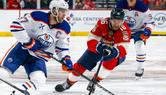 Where to Watch: Your TV Guide for Panthers vs Oilers Game 1 A thrilling face-off between a Florida Panthers and Edmonton Oilers player during Game 1 of the 2025 Stanley Cup Final.