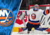 New York Islanders goaltender Ilya Sorokin makes a save, with a focused expression, amidst swirling NHL trade rumors