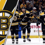Boston Bruins celebrating a goal during an NHL game