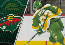 Minnesota Wild center Marco Rossi skating in a game, representing the current contract dispute and NHL trade rumors
