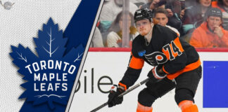 Maple Leafs Eyeing a Marner Replacement? Analyzing the Owen Tippett Trade Rumors Philadelphia Flyers forward Owen Tippett skates with the puck, amidst NHL trade rumors linking him to the Toronto Maple Leafs.