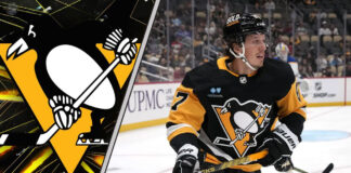 Pittsburgh Penguins forward Rickard Rakell skates with the puck, with the latest Rickard Rakell news indicating multiple teams are interested in a trade.
