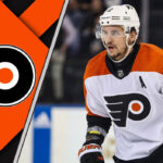Philadelphia Flyers forward Travis Konecny celebrating a goal during the 2025-26 NHL season, highlighting his point projections