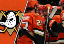 Anaheim Ducks celebrating a goal as they look to add a top-six forward
