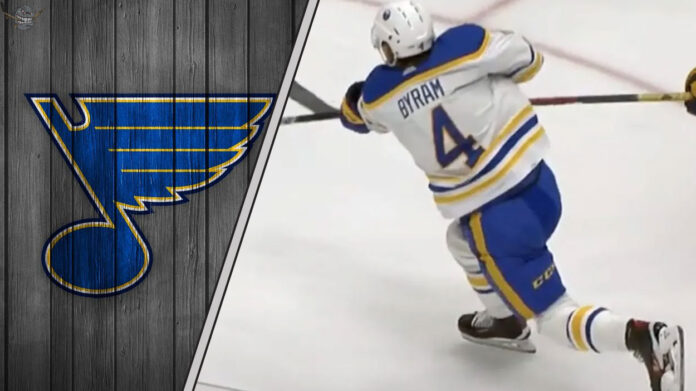 A Perfect Fit for the Blues' Future Buffalo Sabres defenseman Bowen Byram takes a shot on goal, amidst ongoing St. Louis Blues rumors