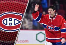Carey Price waving to the Habs crowd, as he skates to the dressing room, contemplating the future of his contract and the team's salary cap