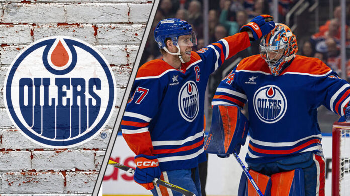 connor-mcdavid-edmonton-oilers-2025-26-season Edmonton Oilers captain Connor McDavid congratulates Stuart Skinner during a game as NHL trade rumors swirl around the team