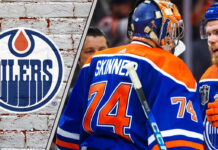 The Edmonton Oilers logo is featured alongside Oiler players in the latest Oilers goalie rumors.