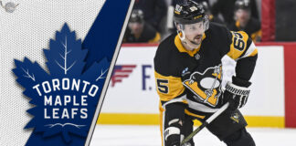 Erik Karlsson skates with the puck, looking for a passing lane, representing the offensive firepower he could bring to the Toronto Maple Leafs.