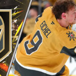 Vegas Golden Knights forward Jack Eichel skates during an NHL game, with a focus on the ongoing NHL trade rumors surrounding him