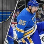 Jordan Kyrou St. Louis Blues skating, focusing on his offensive skill.