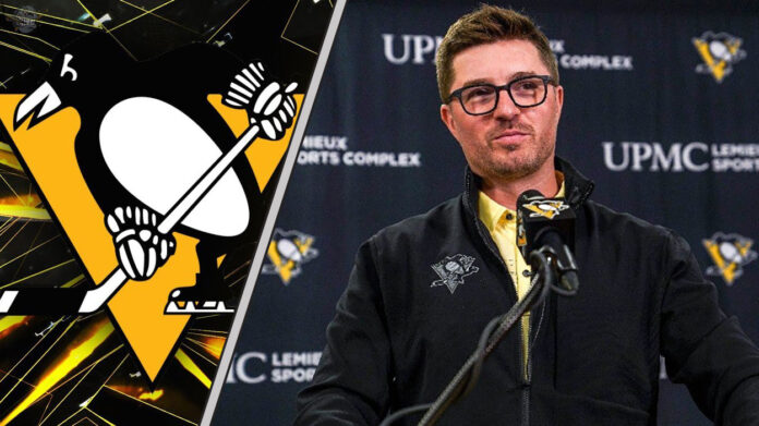 Unpacking the Motives Behind the Pittsburgh Penguins Rumors Pittsburgh Penguins GM Kyle Dubas speaking at a press conference, with the team logo in the background