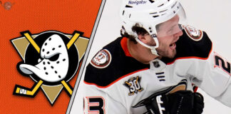 Anaheim Ducks forward Mason McTavish celebrates a goal during an NHL game, with the latest Ducks rumors swirling around his contract negotiations.