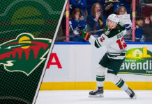 Minnesota Wild forward Matt Boldy skating, anticipating his point potential for the 2025-26 NHL season.