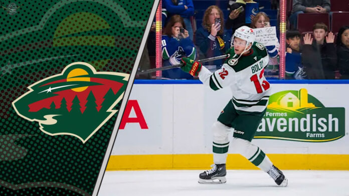 Minnesota Wild forward Matt Boldy skating, anticipating his point potential for the 2025-26 NHL season.