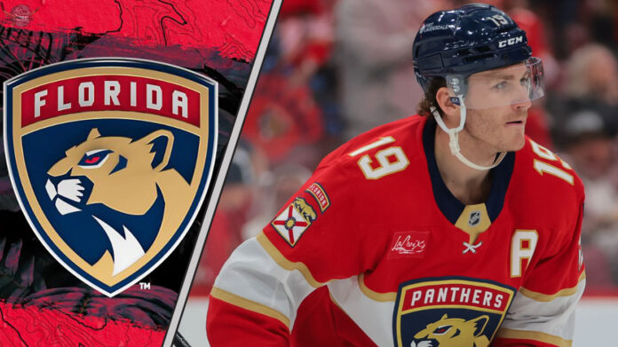 Florida Panthers forward Matthew Tkachuk skating on the ice during a game, highlighting the latest news about his injury and LTIR status.