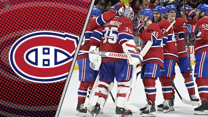 The $10.5 Million Question: How Carey Price's Contract Shapes the Habs' Future Montreal Canadiens' young core, including Nick Suzuki and Cole Caufield, on the ice at the Bell Centre, representing the team's bright future and rebuild strategy.