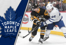 Morgan Rielly of the Toronto Maple Leafs and Erik Karlsson of the Pittsburgh Penguins, depicting the latest NHL trade rumors