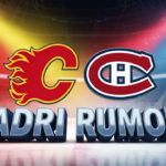 Nazem Kadri Rumors: Is This Blockbuster Trade Proposal Enough to Bring Him to Montreal? Image featuring the Calgary Flames and Montreal Canadiens logos side-by-side. Below the logos, the words "Kadri Rumors" are written in a large, 3D font.