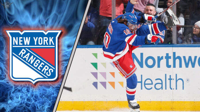 A Crossroads for the Rangers and the Breadman New York Rangers star Artemi Panarin celebrating a goal, with the latest New York Rangers rumors about his contract extension in the background