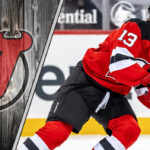 Nico Hischier skating for the New Jersey Devils - 2026 point projections