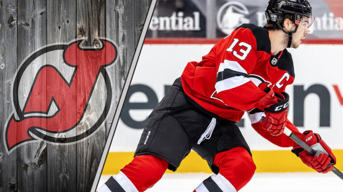 Nico Hischier skating for the New Jersey Devils - 2026 point projections