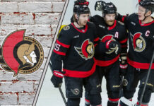Ottawa Senators celebrating a goal. Will they be a playoff team in 2025-26 NHL season?