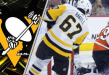 Rickard Rakell in Pittsburgh Penguins jersey, looking focused, 2025-26 season